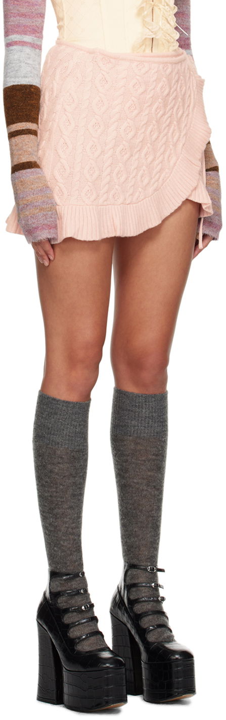 Nederdel GUIZIO Guizio Gemma Knit Wrap Miniskirt Lyserød | F23614S004, 1