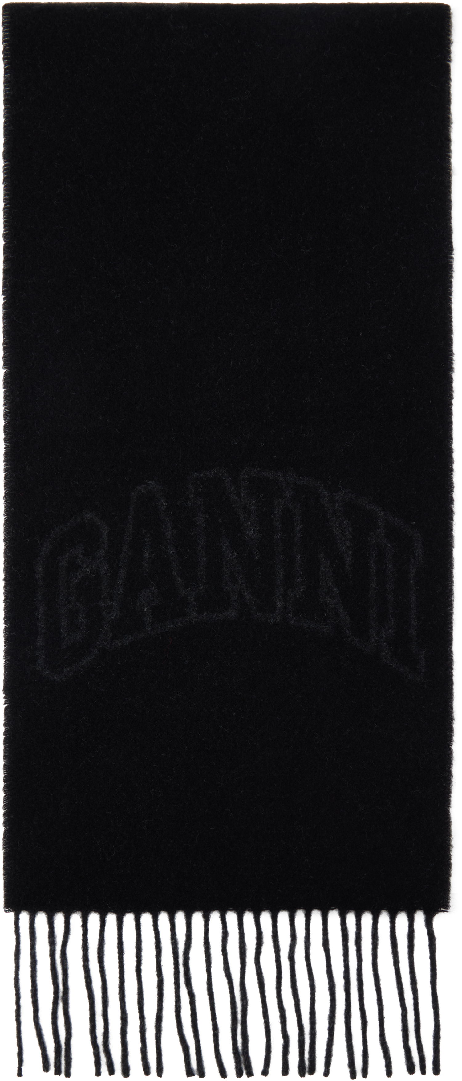 Tørklæde GANNI Ganni Fringed Wool Scarf Sort | A6423, 0