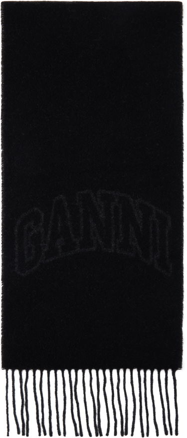 Tørklæde GANNI Ganni Fringed Wool Scarf Sort | A6423, 0