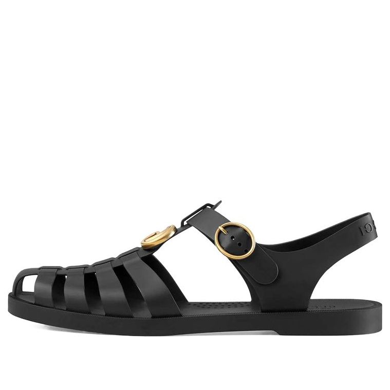 Sneakers og sko Gucci Gucci Rubber Buckle Strap Sandals Sort | 463463-J8700-1000, 0