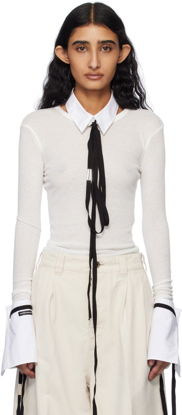 Skjorte Ann Demeulemeester Ann Demeulemeester Fiene Long Sleeve T-Shirt Hvid | 2510-W-JTS12-FA570-002, 0