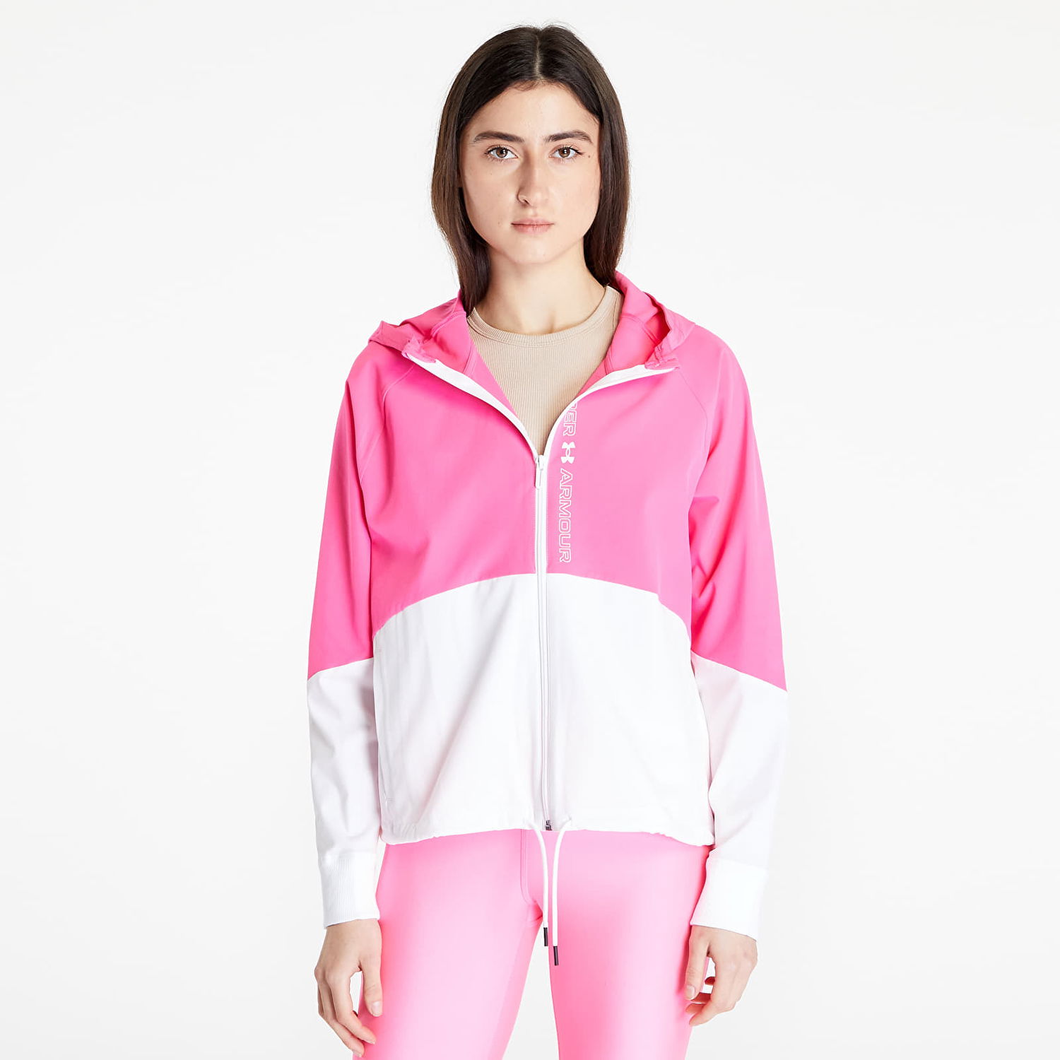 Vindjakke Under Armour Woven FZ Jacket Lyserød | 1369889-695, 0