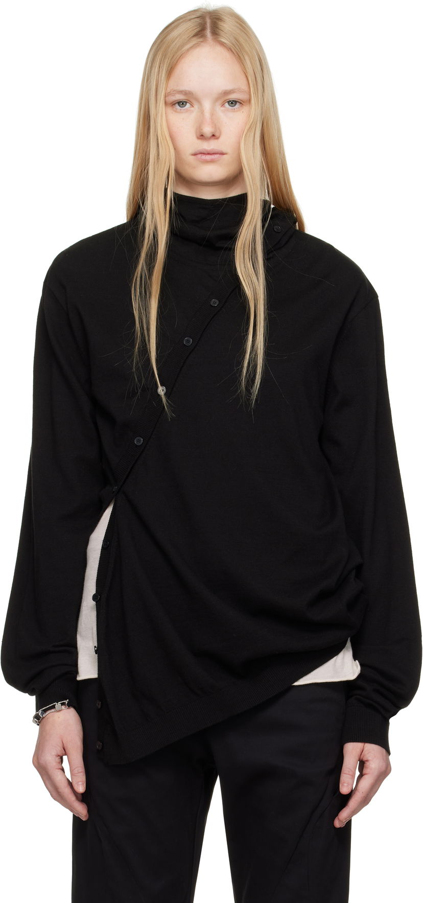 Sweater Post Archive Faction (PAF) 8.0 Center Knit Asymmetrical Hoodie by Post Archive Faction (PAF) Sort | 8.0 KHC-B