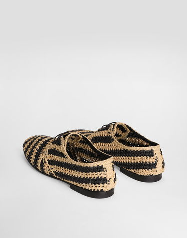 Tilbehør Dolce & Gabbana Dolce & Gabbana Woven Raffia Derby Shoes Beige | A10872A9M098B965, 2