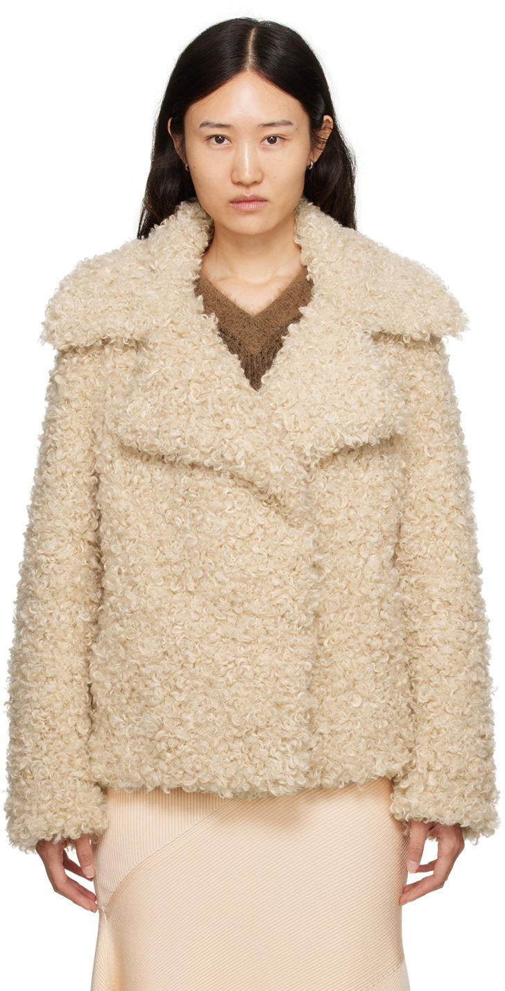 Jakke Stella McCartney Teddy Faux-Shearling Jacket Beige | 6600523CU902