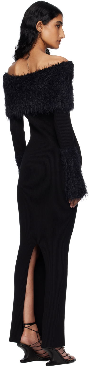 Kjole Jean Paul Gaultier Jean Paul Gaultier Ribbed Off-The-Shoulder Maxi Dress Sort | 25/03-W-DR037-K005-00, 2