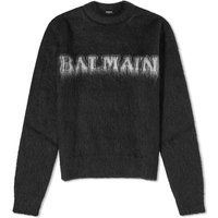 Sweater Balmain Balmain Brushed Mohair Logo Pullover Jumper Sort | BF0KD025KF38-EAB, 1