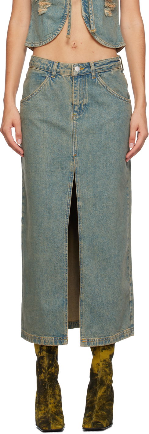 Nederdel Miaou Miaou Rowan Denim Maxi Skirt Blå | 4034SD4GAD, 0