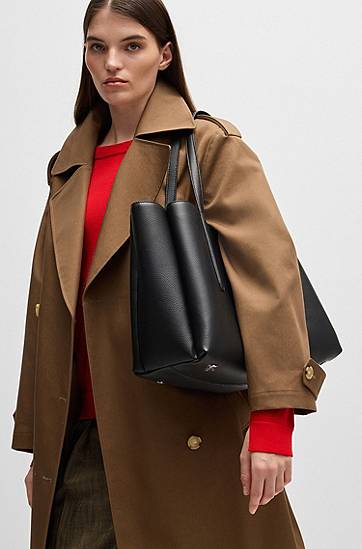 Mulepose BOSS Grained Faux-Leather Tote Bag with Double B Monogram Sort | 50535938, 1