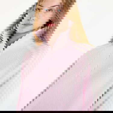 Sweater adidas Originals Ribbed Knit Quarter-Zip Funnel Neck Sweater with Three Stripes Lyserød | KS7785, 4