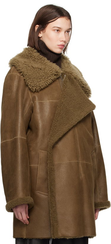 Frakker LEMAIRE Lemaire Asymmetrical Shearling Coat Brun | CO1079 LL0037, 1