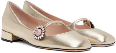 Sneakers og sko Valentino Valentino Garavani Mary-Jane Ballerina Flats with Crystal Embellishment Metalisk | 6W2S0LL7RKP, 3