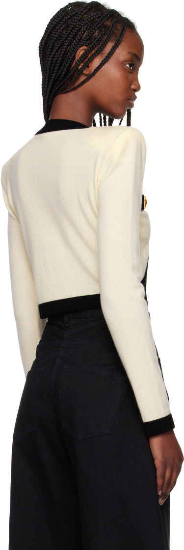 Sweater Balmain Balmain Knit Faux-Cardigan Sweater Hvid | EF1KA120KH91, 2