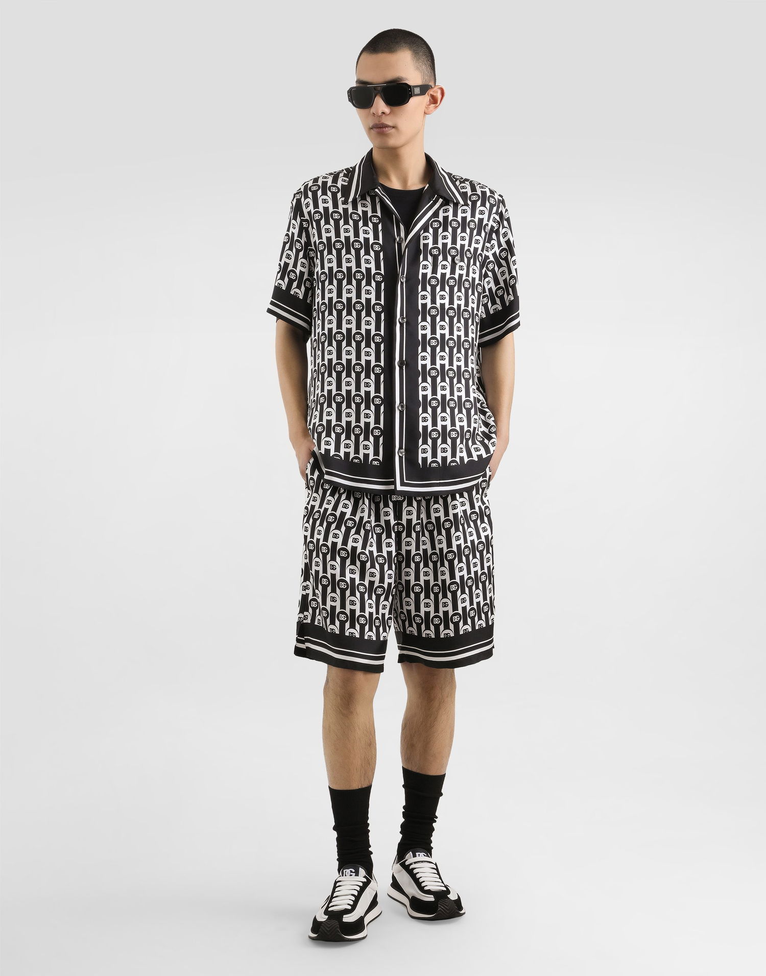 Skjorte Dolce & Gabbana Dolce & Gabbana Silk Twill Hawaii Print Shirt Sort | G5JH9THI1ZXHA8ZN, 1