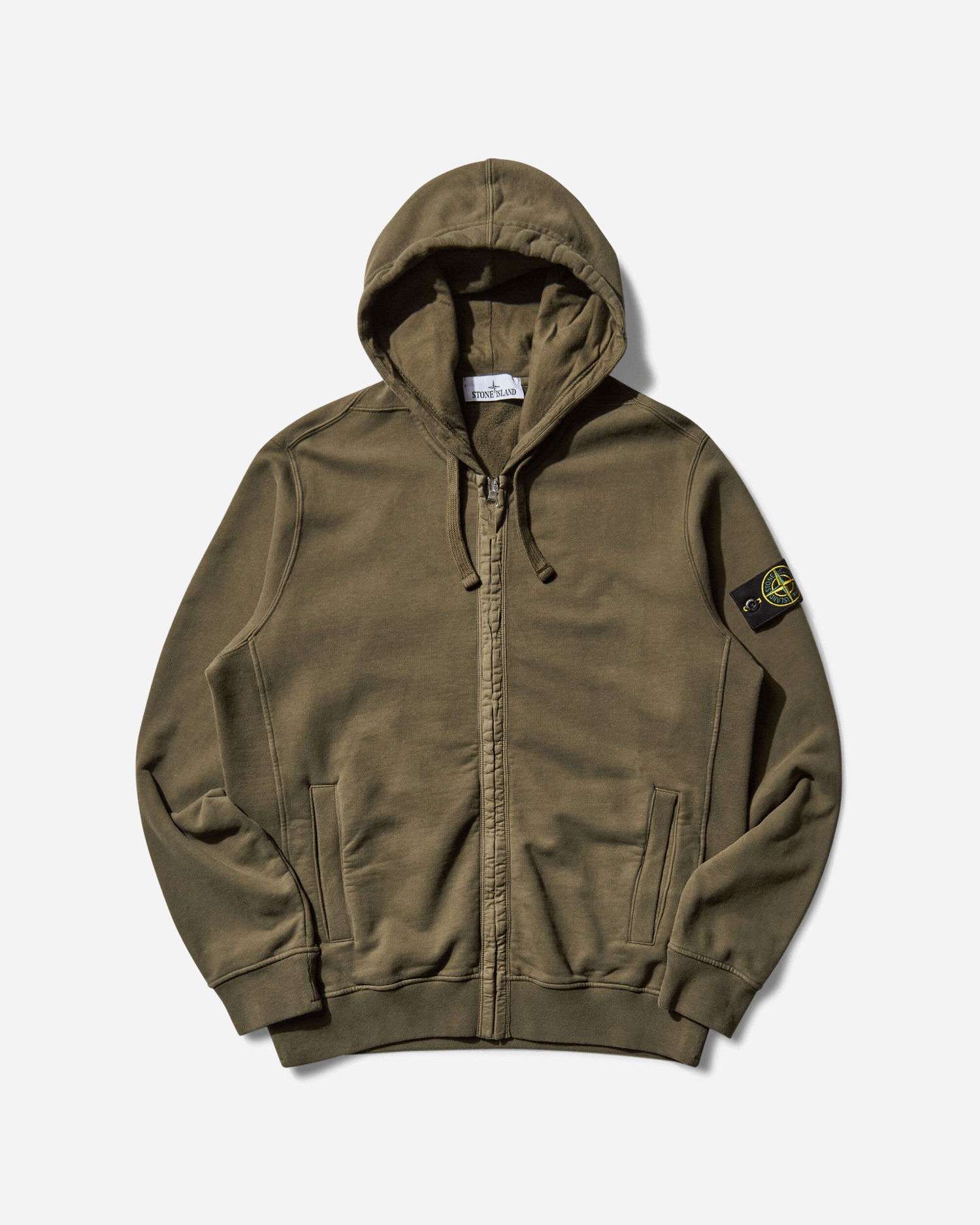 Sweatshirt Stone Island Garment Dyed Zip Hoodie Grøn | K2S15-6100067-S0A20 V0054, 1