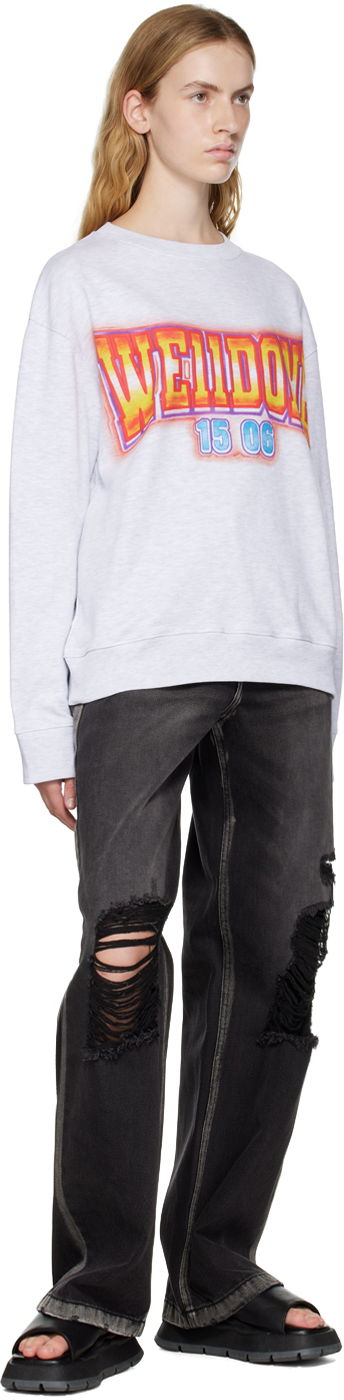 Sweater We11done We11done Crewneck Sweatshirt with Graphic Print Grå | WD-TS3-22-765-U-GY, 3