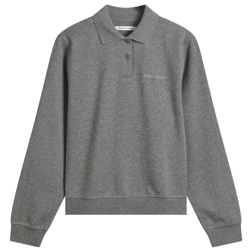 Polo skjorte Samsoe Samsoe Sadory Long Sleeve Polo Top Grå | F25400107-CLR001804