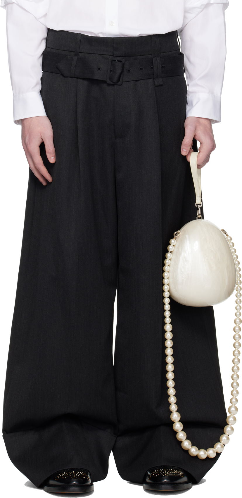 Bukser Simone Rocha Simone Rocha Wide Leg Multi Belt Loop Trousers Sort | 4159 1217