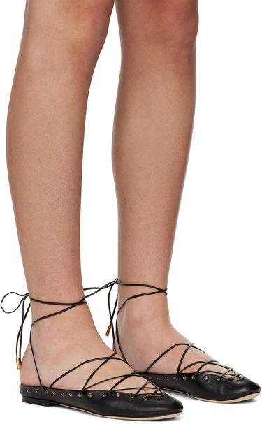 Sneakers og sko CHLOÉ Chloé 'Chloé' Ghillies Ballerina Flats Sort | CHC25U10BRI, 3