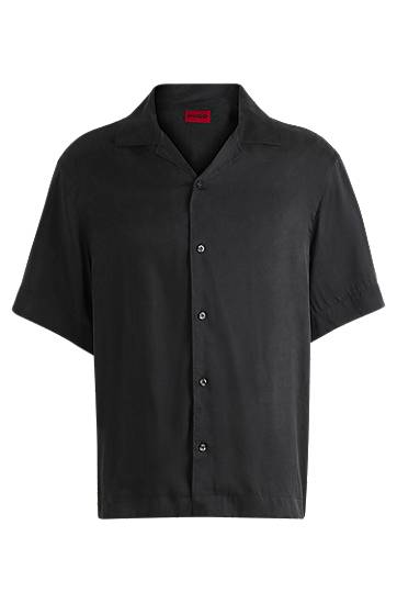 Skjorte BOSS Loose-Fit Twill Shirt Sort | 50539342