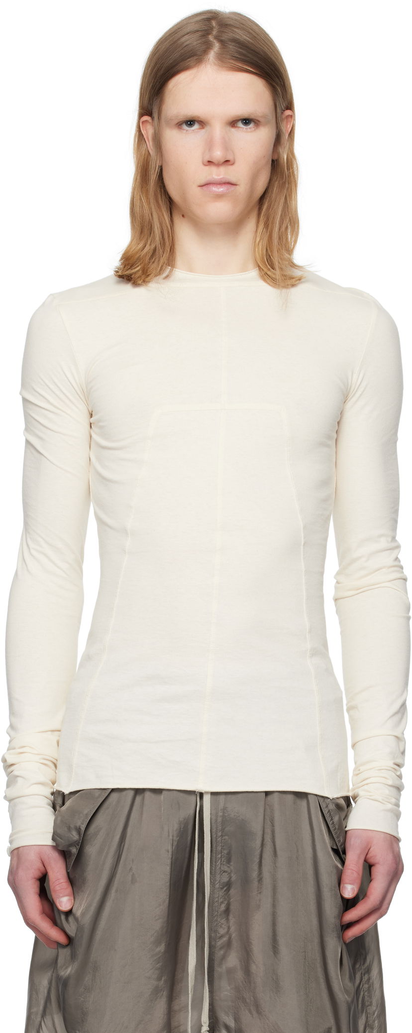T-shirt Rick Owens Rick Owens Hollywood Classic Long Sleeve T-Shirt Hvid | RU01E5271 JNC