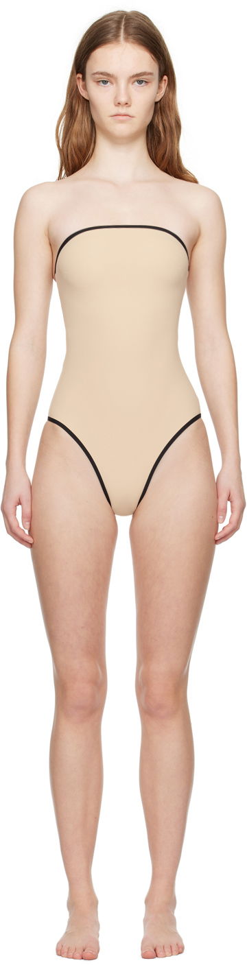 Badetøj TOTEME TOTEME Women's Bandeau One-Piece Swimsuit Beige | 241-WSW1027-FB0097