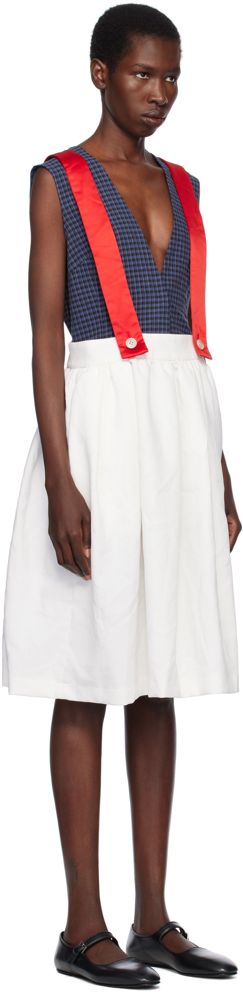 Nederdel Comme des Garçons Comme des Garçons Girl Gabardine & Satin Midi Skirt Hvid | NO-A005-051, 1