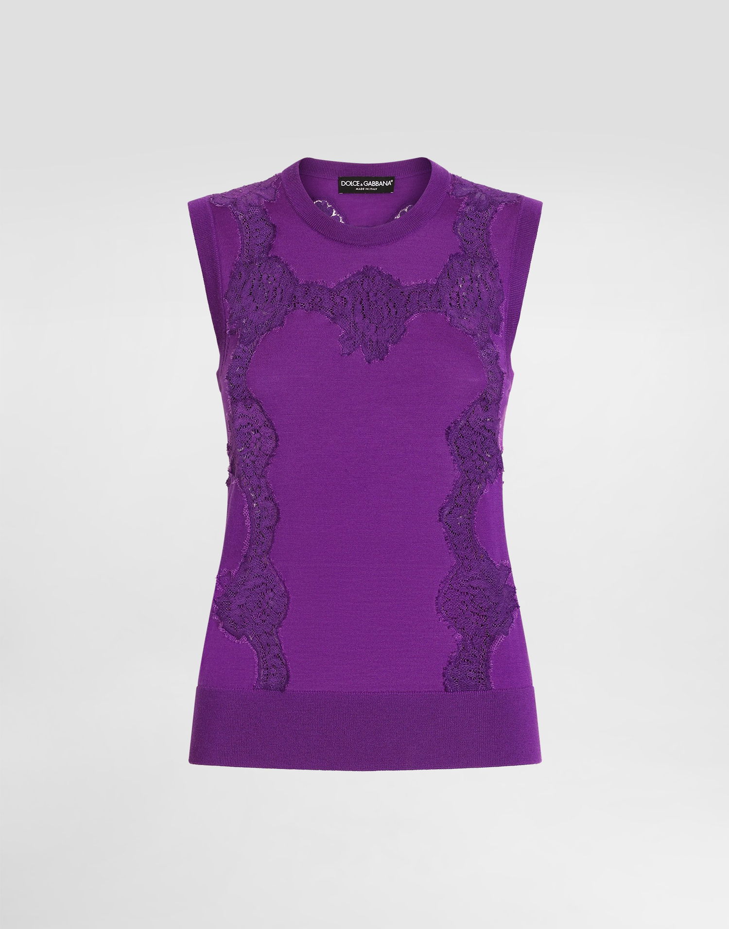 Tanktop Dolce & Gabbana Dolce & Gabbana Wool and Lace Tank Top Lilla | FXT02TJDVCSF0571, 0