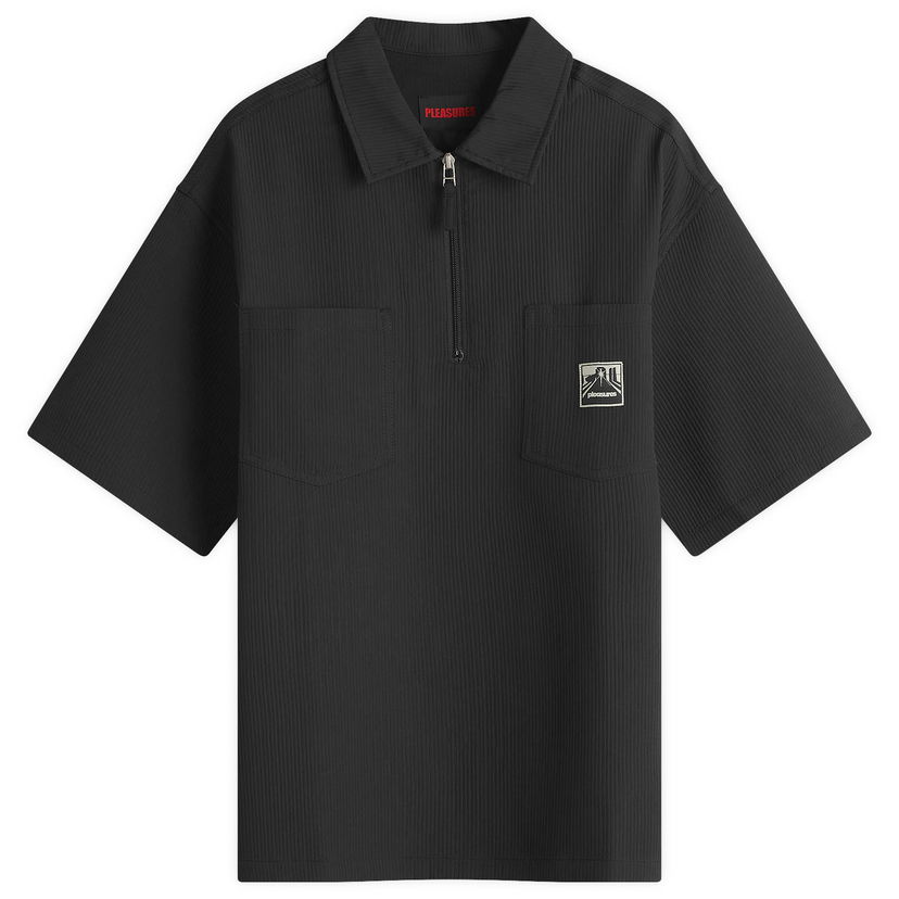 Polo skjorte Pleasures Electron Half Zip Shirt Sort | P25SP023-BLK