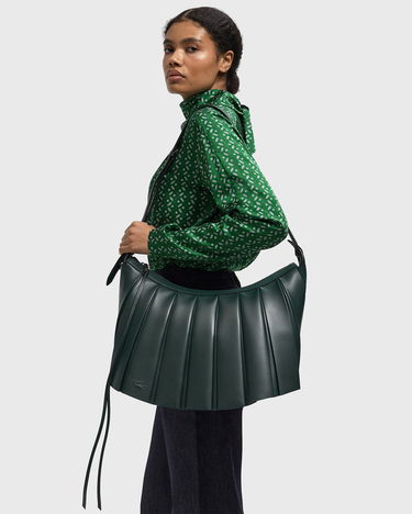 Håndtaske Lacoste Pleated Leather Hobo Bag Grøn | NU5212DP-946, 2