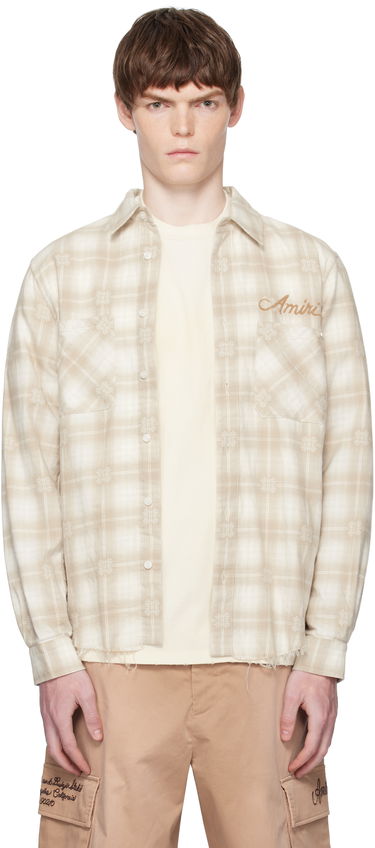 Skjorte AMIRI Amiri Bleach Bandana Patch Flannel Shirt Beige | AMSTFL1015, 0