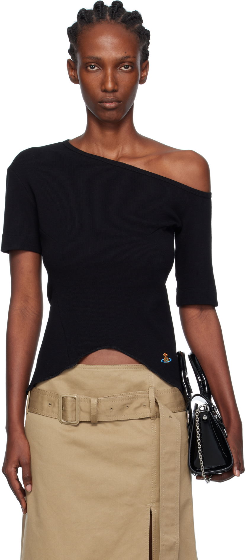 T-shirt Vivienne Westwood Vivienne Westwood Asymmetrical Shoulder T-Shirt Sort | 1G010010-J009C-