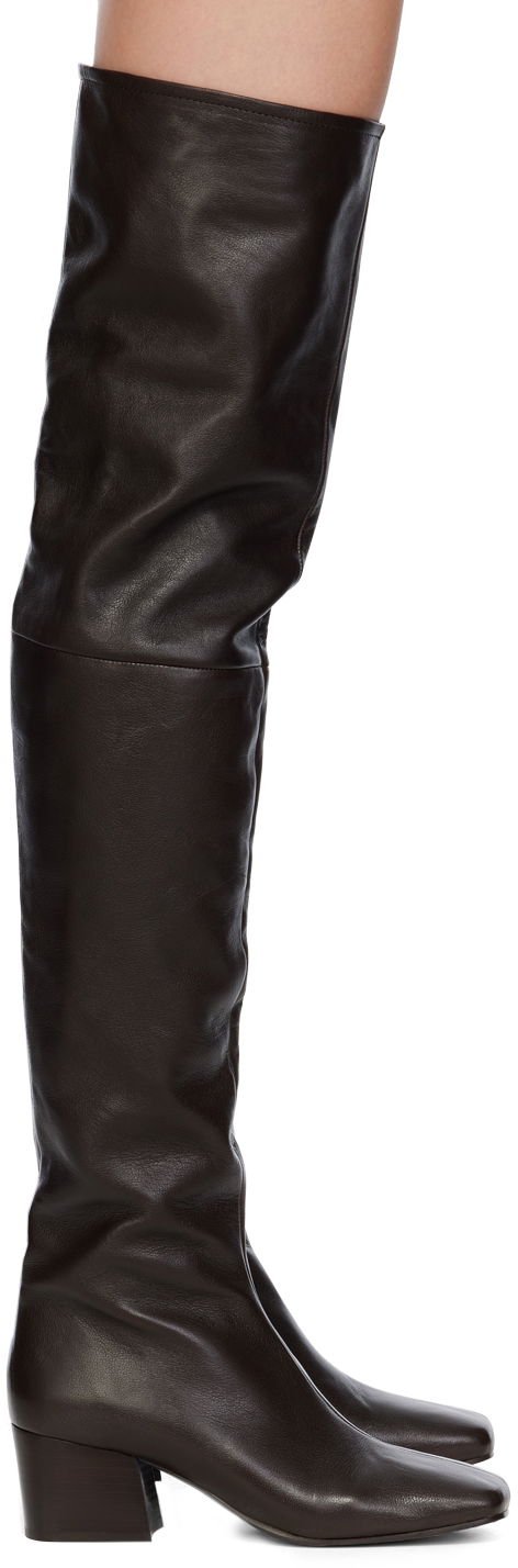 Sneakers og sko LEMAIRE Knee-High Leather Boots Brun | FO0070 LL0043, 0