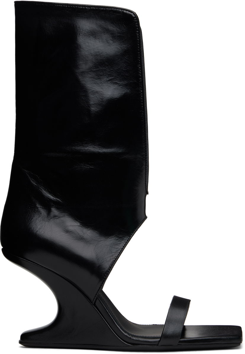 Sneakers og sko Rick Owens Rick Owens Hollywood Winged Cantilever Heeled Sandals Sort | RP01E7853 LGT