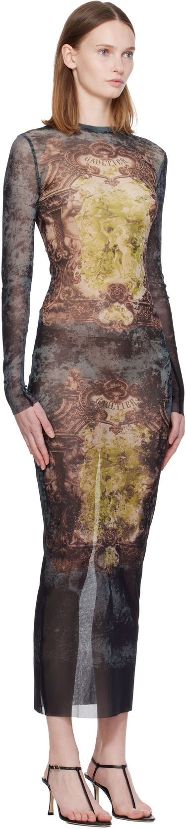 Kjole Jean Paul Gaultier The Long Médaillon Sheer Mesh Printed Maxi Dress Flerfarvet | 25/04-W-DR023-M006P-005740, 1