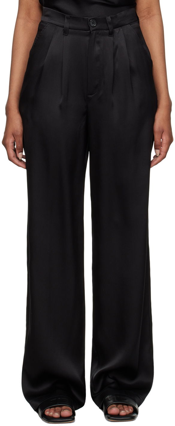 Bukser Anine Bing Carrie Satin Wide Leg Trousers Sort | A-03-3269-000B