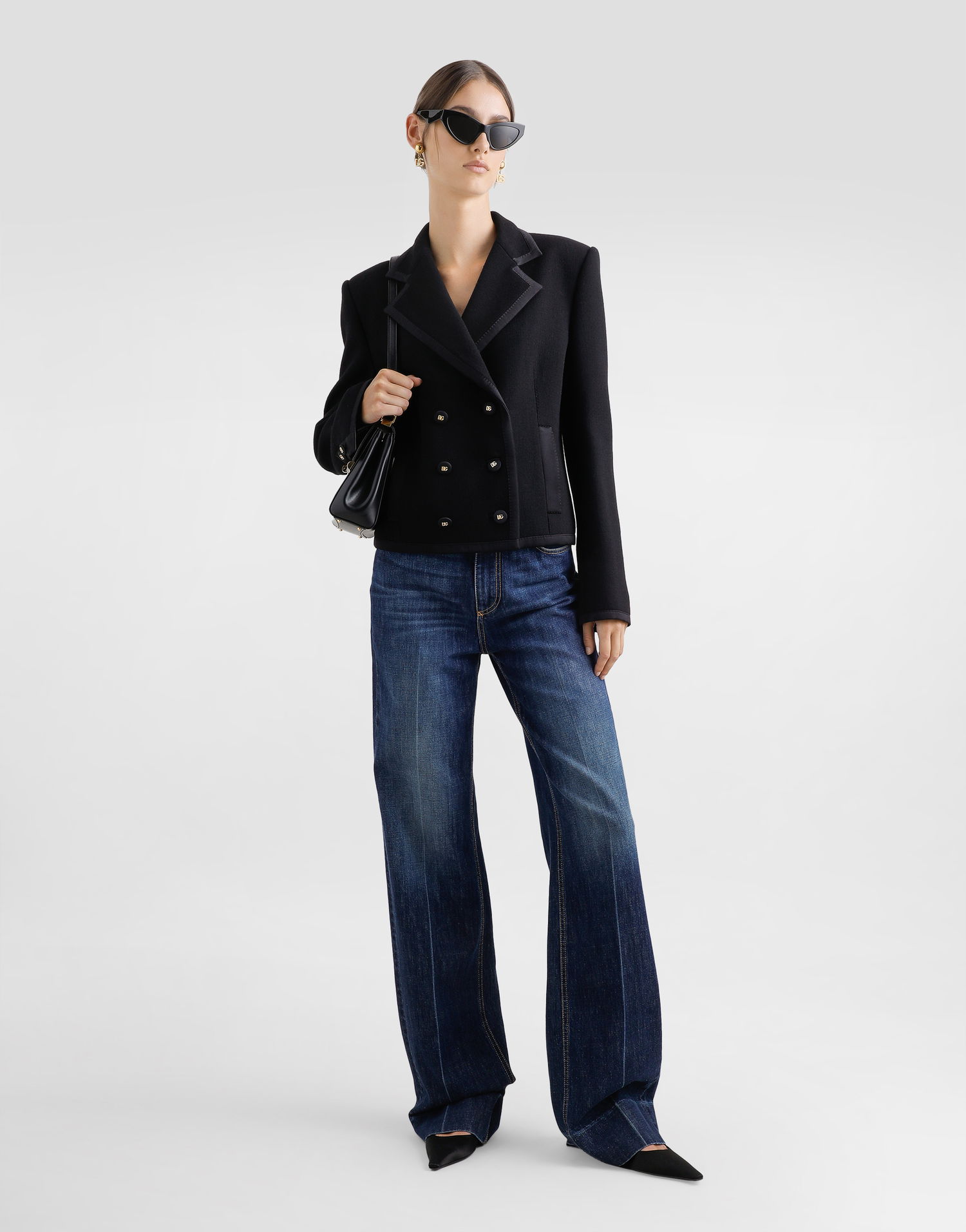 Jakke Dolce & Gabbana Dolce & Gabbana Double-Breasted Short Jacket Sort | F29ANTFU2TZN0000, 1