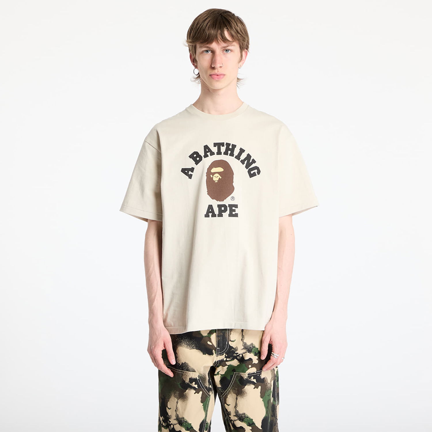 T-shirt BAPE A BATHING APE College T-Shirt Beige | 001TEL301001MBEI, 0