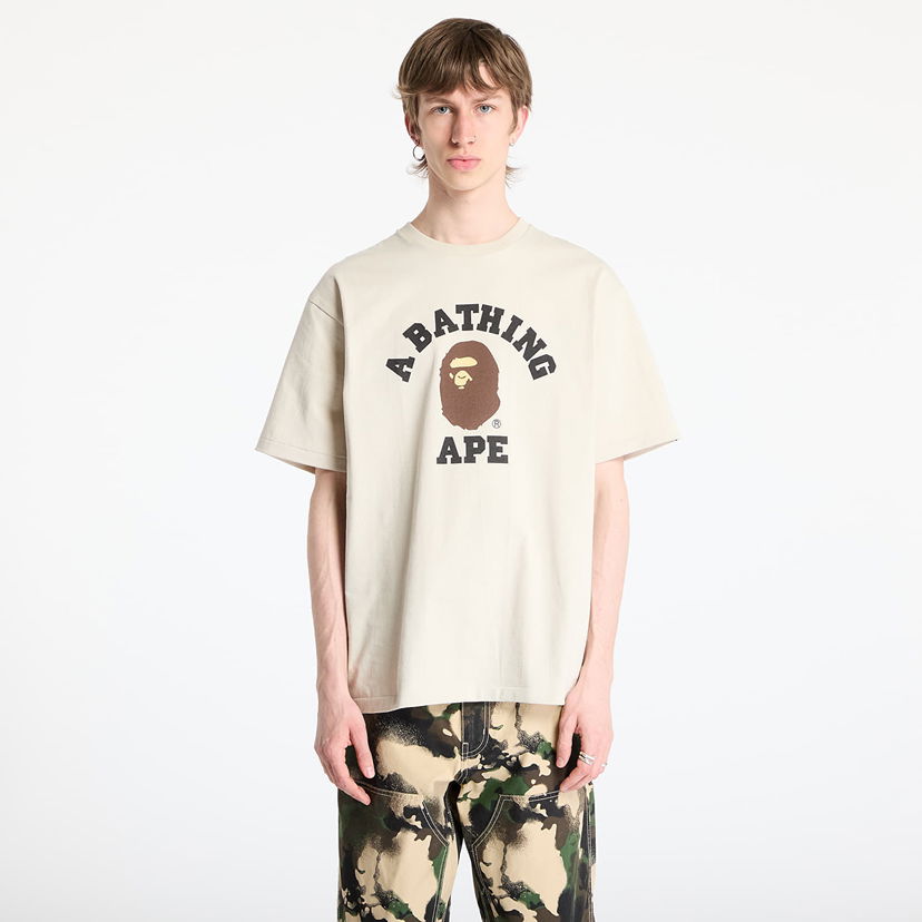 T-shirt BAPE A BATHING APE College T-Shirt Beige | 001TEL301001MBEI