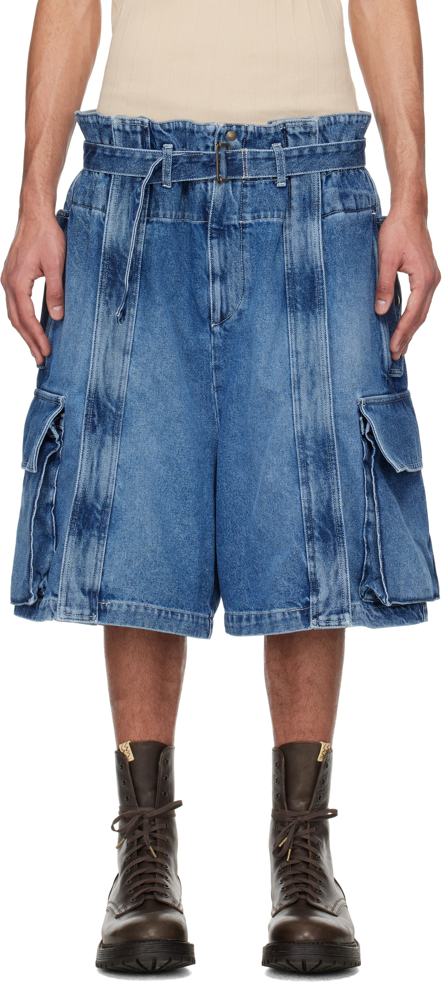 Shorts HED MAYNER Hed Mayner Denim Cargo Shorts Blå | HMMA67025A-HA191, 0