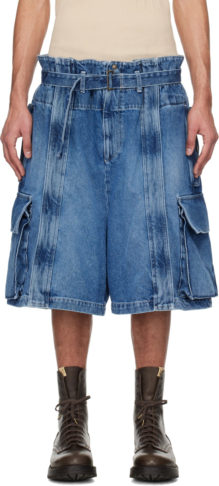 Shorts HED MAYNER Hed Mayner Denim Cargo Shorts Blå | HMMA67025A-HA191