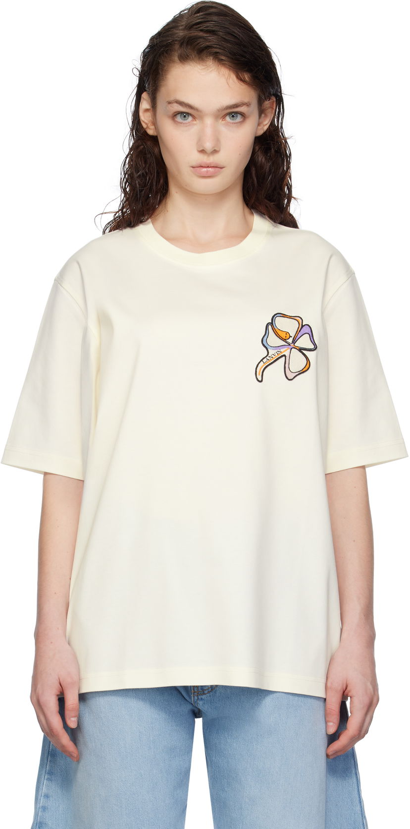 T-shirt LANVIN Clover Snake Patch T-shirt Hvid | RU-TS0010-J156-H24
