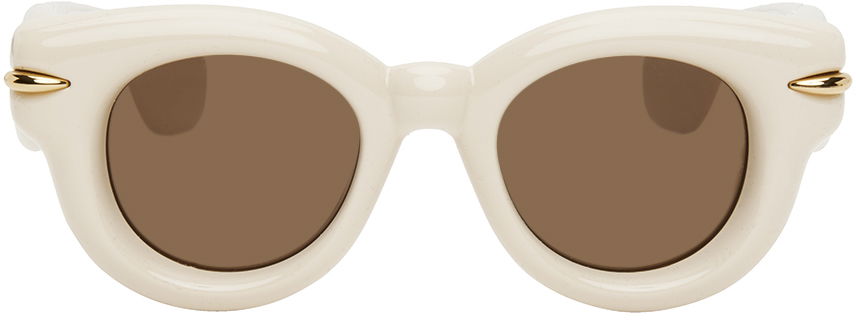Solbriller Loewe Off-White Inflated Round Sunglasses Hvid | LW40118I 192337149870, 0