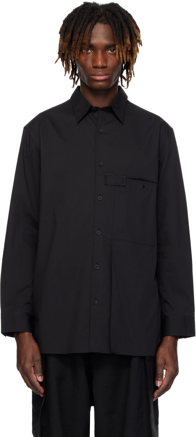 Skjorte Y-3 Y-3 Pleated Pocket Shirt Sort | JI7082
