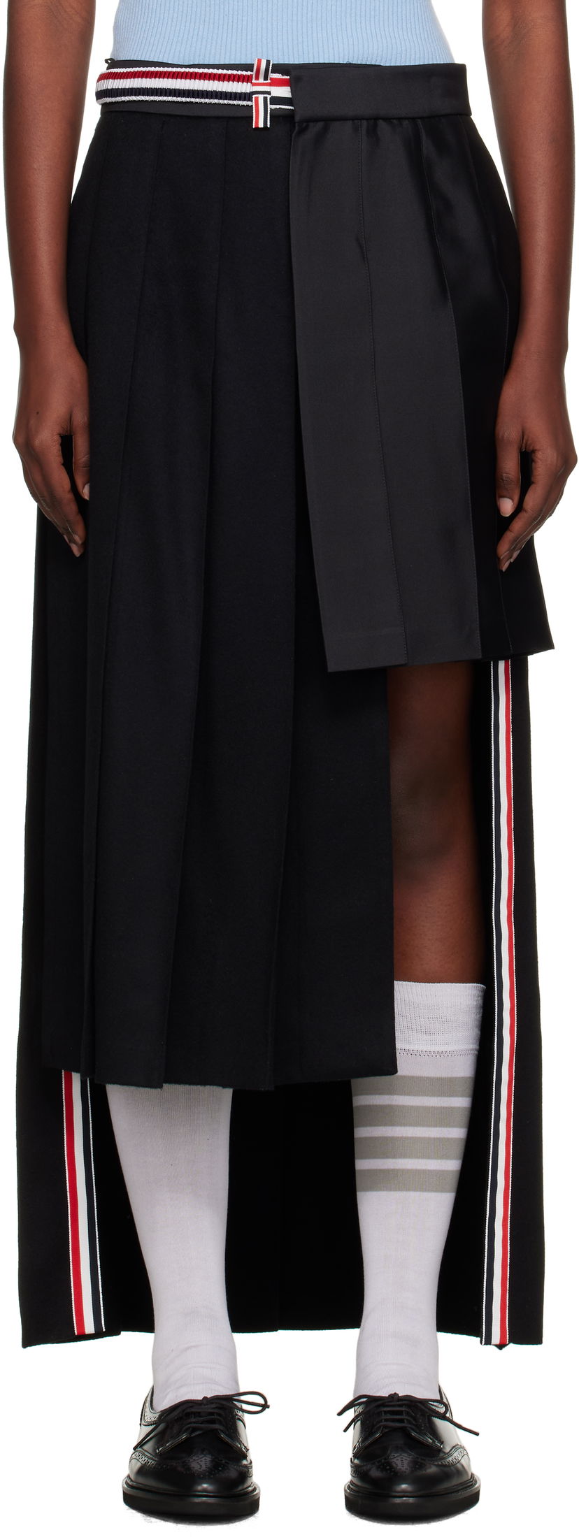 Nederdel Thom Browne Wrap Pleated Midi Skirt Sort | FGCA33C-07962