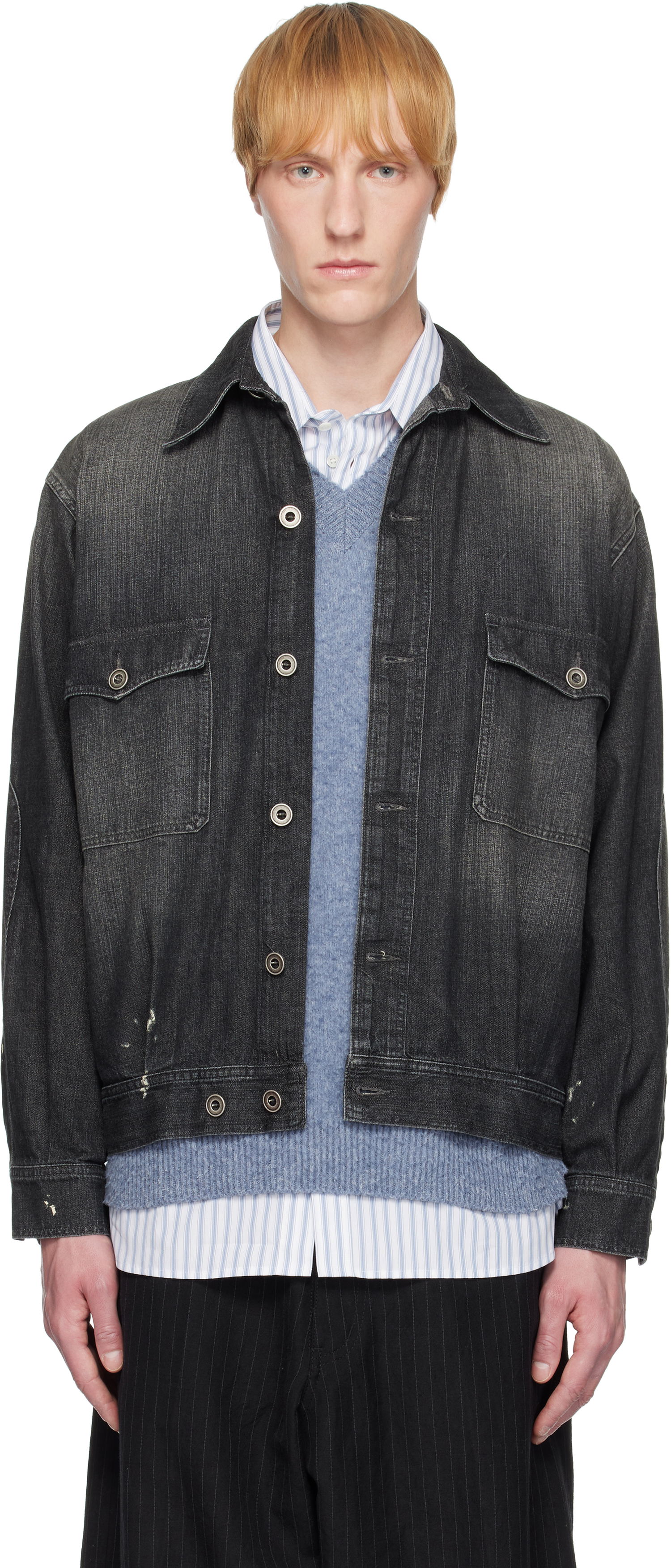 Jakke Maison Margiela Maison Margiela Distressed Denim Jacket Sort | S50AM0649 M30025, 0
