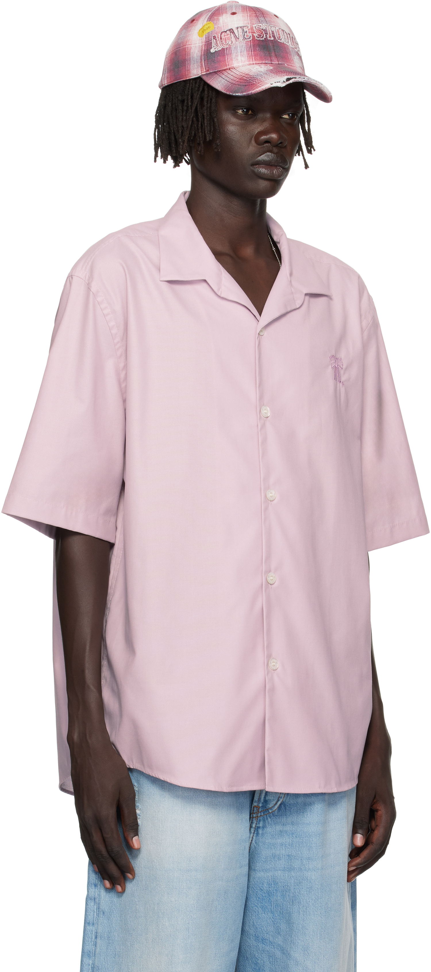 Skjorte Acne Studios Acne Studios Button-Up Camp Collar Shirt Lyserød | BB0634-, 1