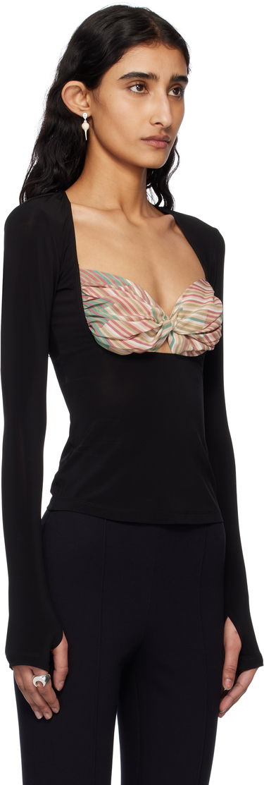 Crop top Marine Serre Marine Serre Silk Scarves Draped Top Sort | WTO427A UWOV0028, 1