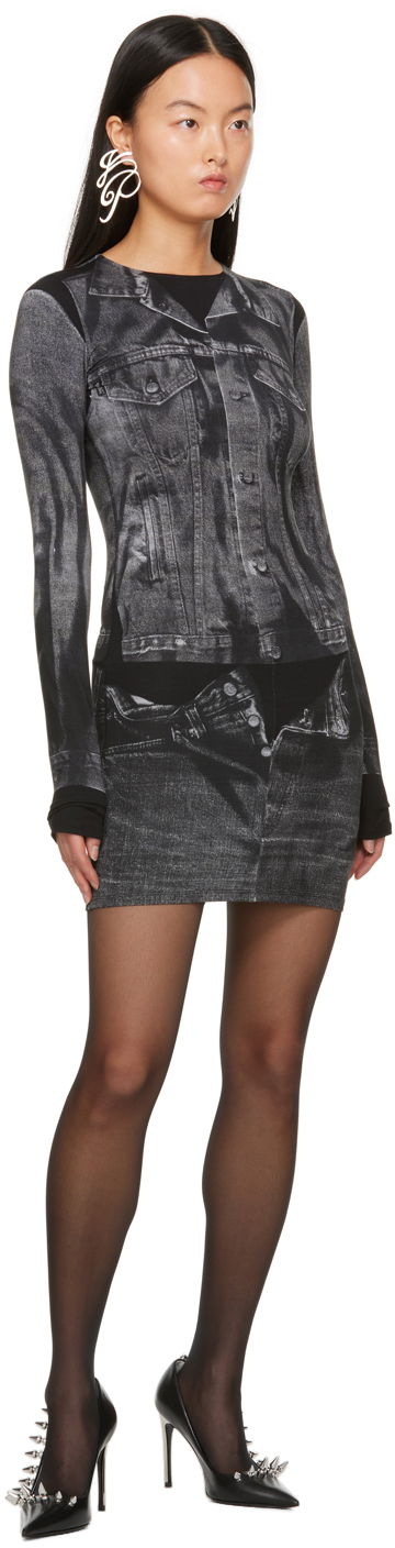 Kjole Jean Paul Gaultier Jean Paul Gaultier Trompe L'œil Printed Minidress Sort | 23/15-F-RO076-J530-0002, 3
