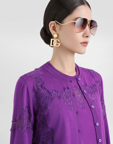 Sweater Dolce & Gabbana Dolce & Gabbana Wool Cardigan with Lace Lilla | FXV05TJDVCSF0571, 3